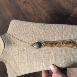 Source Unknown Gold and Silver Teardrop Necklace